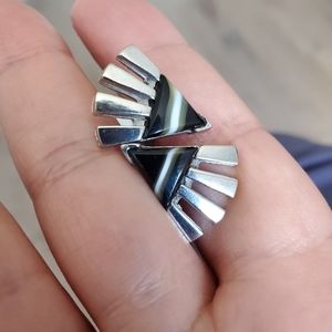 Vintage black and silver triangular cufflinks